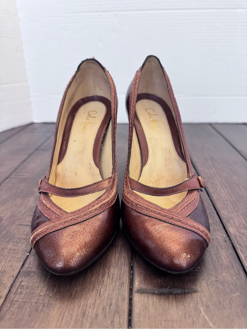 Vtg Cole Haan Mary Jane Stacked Button Strap Pump Heel Women’s Size 5.5 - Picture 3 of 13